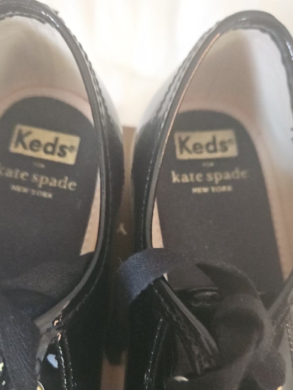 kate spade Black Patent Platform Sneakers with Pink Heart & Lip Charms - Picture 5 of 9